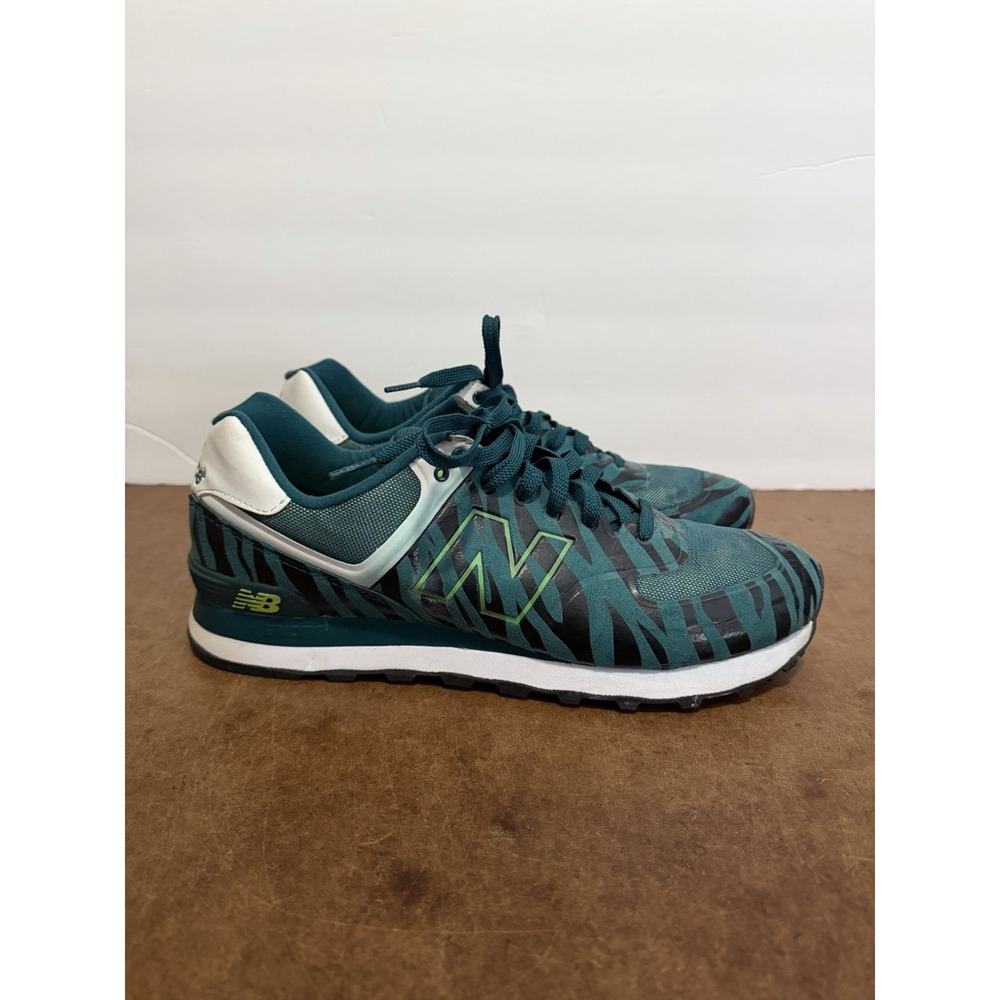 New Balance 574 Green BlackTiger Stripe Men's Sneakers Size 11 VGUC